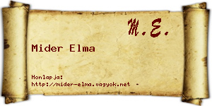 Mider Elma névjegykártya